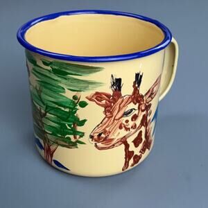 Pablo Picasso Café Enamel Giraffe Mug | Safari Art Cup | Tanzania Souvenir